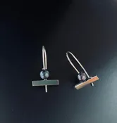 Sterling Bar w/Pearl Earrings