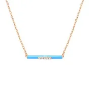 14K Rose Gold Blue Enamel Diamond Necklace