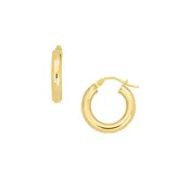 14K Gold 15MM Hoop Tube Earrings