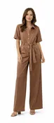 2A132 CHIC COTTON STRETCH SHORT SLEEVE JUMPSUIT