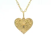 14 Karat Yellow Gold Engraved Heart Charm