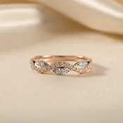 10K Rose & White Gold Natural Diamond Ladies Stackable Ring