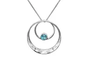 Juliet Necklace in Sterling Silver set with 6mm Blue Topaz gem. 1 1/4” diameter. — Treasures Fine Jewelry