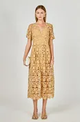All Over Lace Short Sleeves Midi Dress
