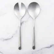 Fork and Spoon Serving Set - Nickel Servers, Set Of 2