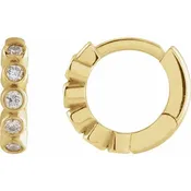 10.25mm Bezel Set 14kt Yellow Gold  Diamond Hoop Earrings