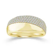 10K 3/4ctw Pavé Diamond & Polished Gold Band