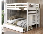 Bedz King Full Over Full End Ladder Bunk Bed with Twin Trundle in White