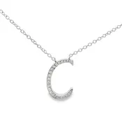 0.06 White Diamond Round 14K White Gold Necklace Length 18