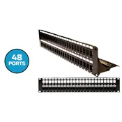 Blank Patch Panel, with Cable Manager, 48 Port, 2U Black