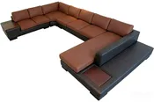 S1006 4PC. SECTIONAL LEATHER SOFA SET WITH SIDE TABLE PANEL — Stendmar