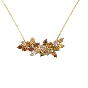 14K Yellow Gold Fancy Natural Diamond Necklace  2.60ct | Champagne & Yellow Pear & Oval Cuts