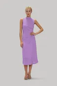 High Neck Slinky Ruched Dress