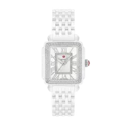Michele Deco Madison Mid White Ceramic Diamond Watch