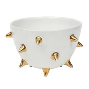 Aldo Londi, Bitossi Ceramic Bowl, Gold Spikes, Mid-Century Modern, Italy 1960s.