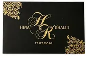 Black Rectangle Islamic Custom Invitation Card with Stones | Custom Black Wedding Invitation Card AM-300