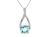 DIAMOND AND AQUAMARINE WHITE GOLD PENDANT