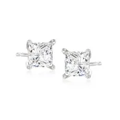 1.00 ct. t.w. Princess-Cut CZ Stud Earrings in 14kt White Gold