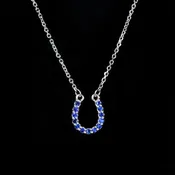 14K White Gold 0.15 CTW Sapphire Horseshoe Necklace