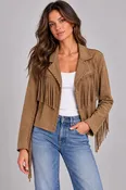 BCJ0901A Silky Suede Fringe Jacket