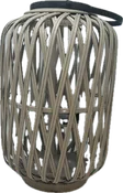 15" H Metal Bamboo & Glass Lantern