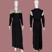 1940s New York Creations Black Sequined Shoulder Gown – Size M