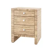 3 Drawer Dorin Lacquered Grasscloth Bedside Table