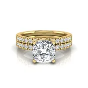 1.5 Carat Cushion Prong Set Lab Grown Diamond Bridal Ring Set