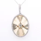 14K Two-Tone Gold Diamond Fluted Oval Pendant | 0.25 CTW