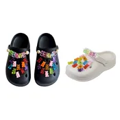 Toddler Girl's Vented Bubble Clogs w/ Embroidered Gummy Charms & Rainbow Floral Trim - Choose Your Color(s)