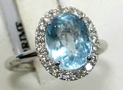 Aquamarine Ring 14K White Gold Fine Untreated Natural Made in USA