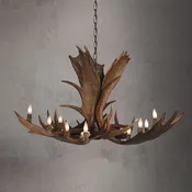 10 Light Medium Moose Antler Chandelier SKU-97