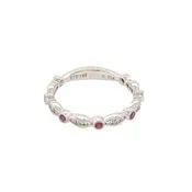 14K White Gold Diamond and Ruby Fancy Wedding Band