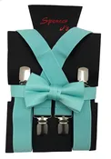 Aquamarine Boys Suspenders and Bow Tie Set 1 inch X Back Spencer J’s