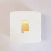 Alabama Marble Coasters White/Brass