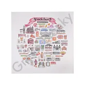 Blacksburg Icons Watercolor Print 12 X12