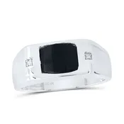 0.01Ctw-Diamond P1-9X7 Mm-Onyx Black Mens Ring (3.9 grams)