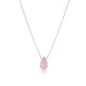 Bezel Set Pear Shape Lab Grown Pink Diamond Necklace