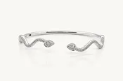 Bracelet 14kt White Gold Diamonds Open Bangle