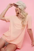 BiBi Rib Knit With Front Cut Out Mock Neck Top