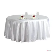 120" Round Table Cover, Satin, White