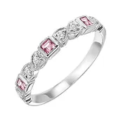 10Kt White Gold Diamond 1/12Ctw & Pink Tourmaline 1/7Ctw Ring