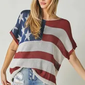 American Flag Knit Top Size Medium
