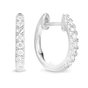 14kt White Gold U Shape Diamond Hoop Earrings