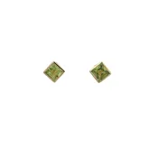 10KY Princess Cut Bezel Set Peridot Earrings