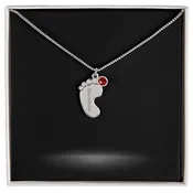Baby Foot Name with Birthstone Necklace and Personal Message Card +