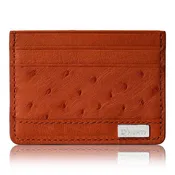 Allard Orange - Men Exotic Ostrich Leather Card Holder Slim Wallet