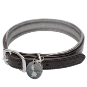 Leather Collar Gunmetal silver