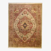 10'   0" x  14'   0" GOLD AND RUST HERIZ GEOMETRIC INDIAN RUG