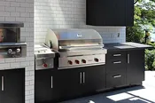 Black and White Tiled Kitchen